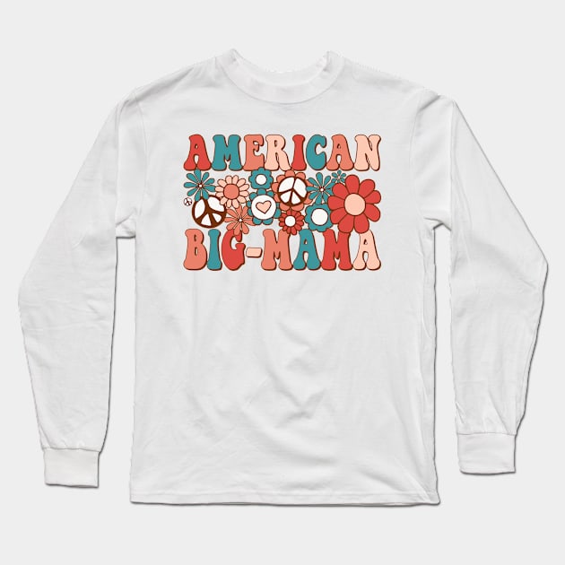 Retro Groovy American Big-mama Matching Family 4th of July Long Sleeve T-Shirt by BramCrye